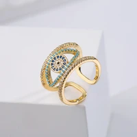 18k gold zircon oil devils eye geometric opening ring 18 k gold rings pure woman original and pure 925 sterling silver jewelry