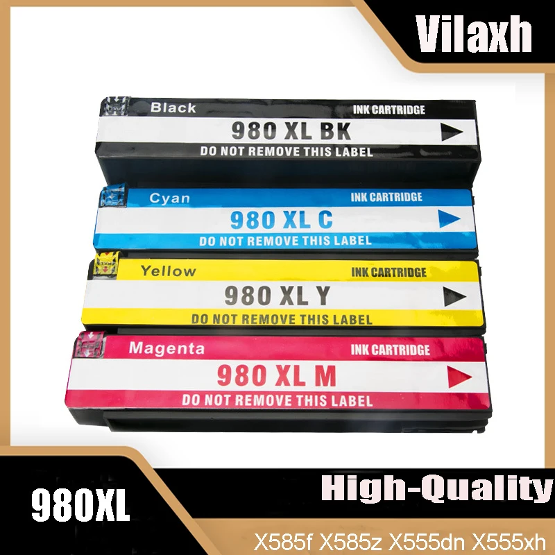 

Vilaxh 980 Ink Cartridge Compatible For HP980 980XL ,suit for Officejet X585dn X585f X585z X555dn X555xh inkjet printer