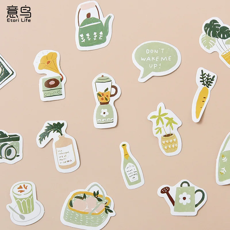 

Etori Life 45pcs/pack Laid-back Holiday Kawaii Cute Cartoon Material Stickers Album Decorative Sticker Hand Account Stickers