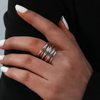 stainless steel modern wrap wide ring for women geometric finger statement ring party layered chic jewelry