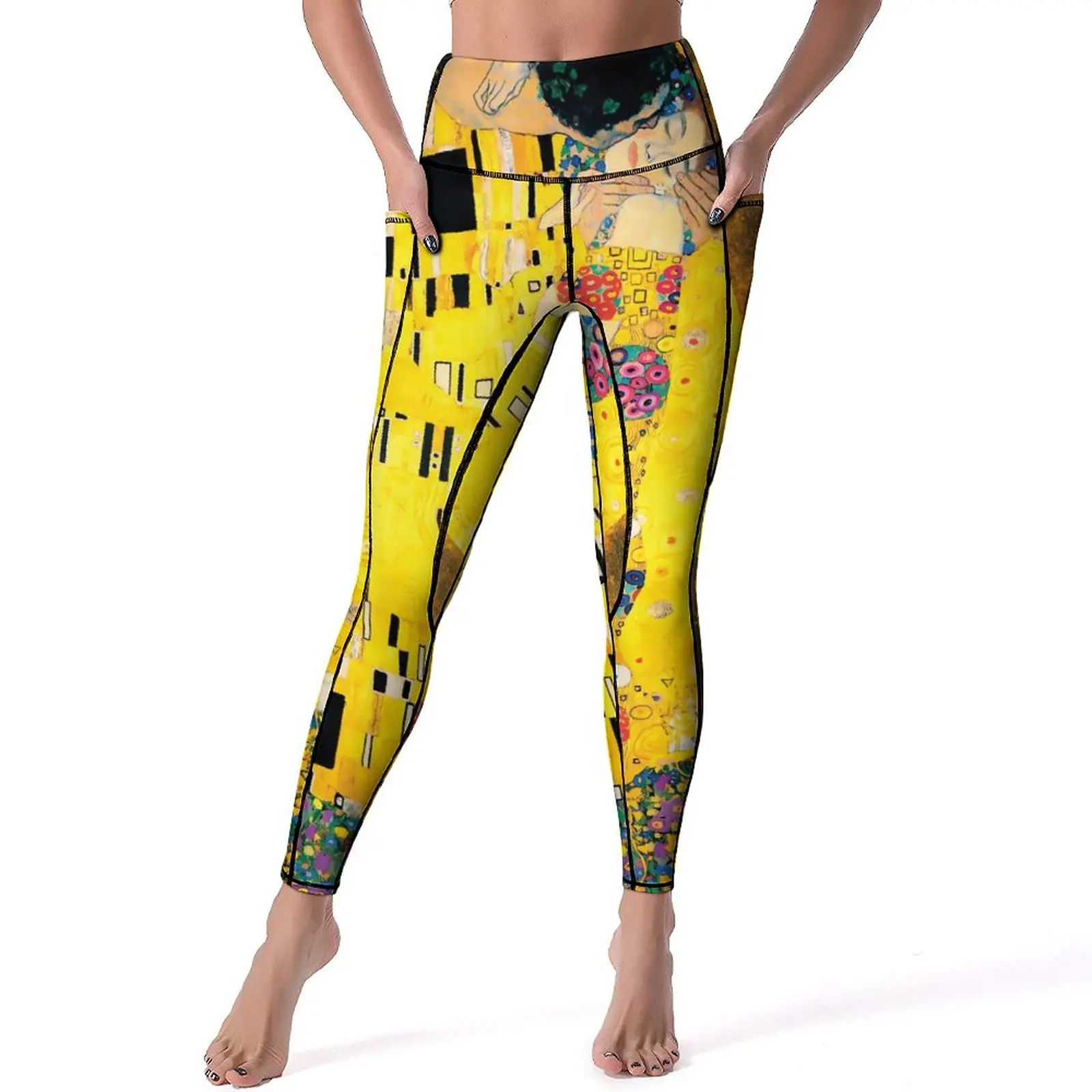 

Gustav Klimt Art Yoga Pants The Kiss Leggings Sexy High Waist Funny Yoga Sports Tights Stretchy Graphic Fitness Running Leggins