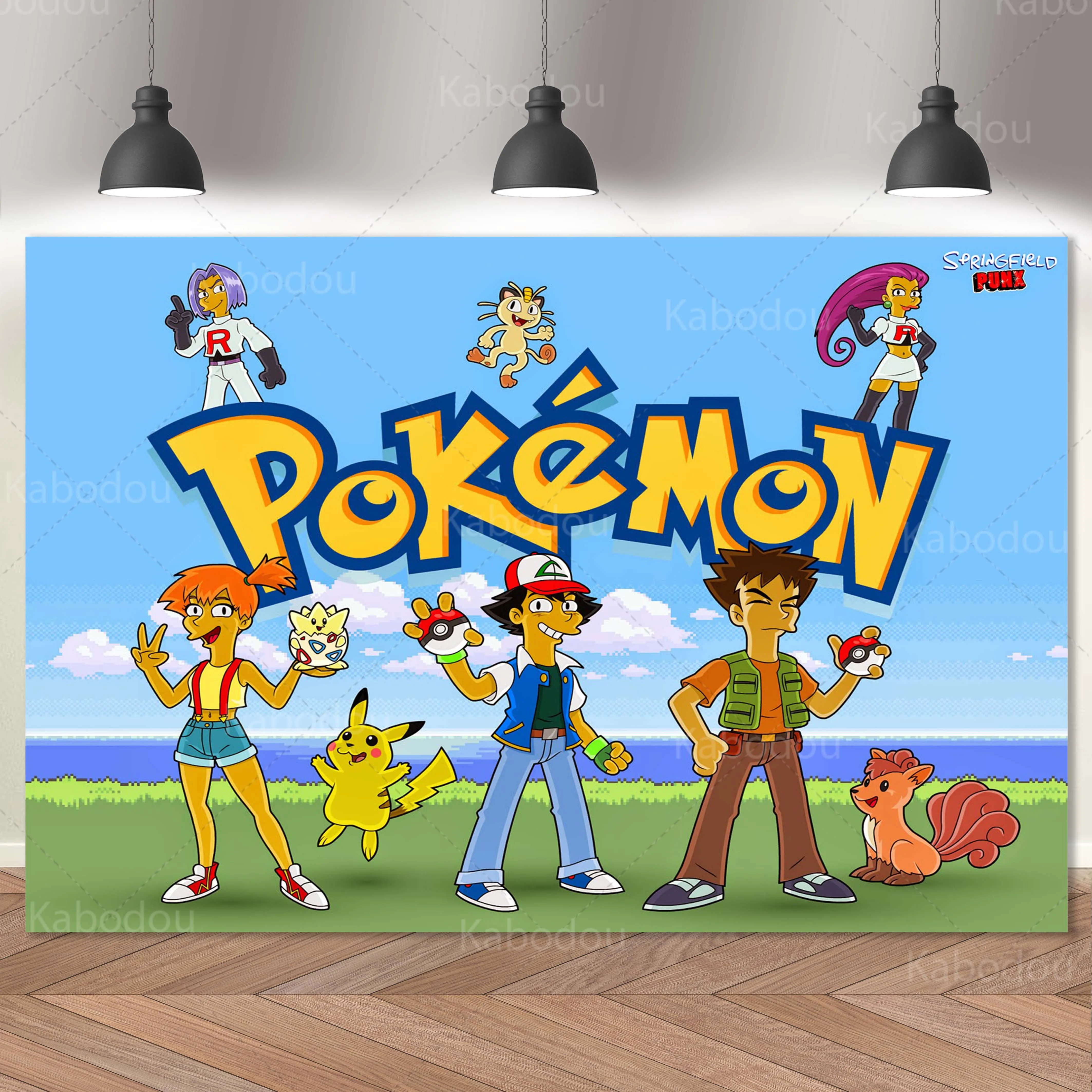 Фон для детской фотосъемки с изображением покемона украшение на день рождения