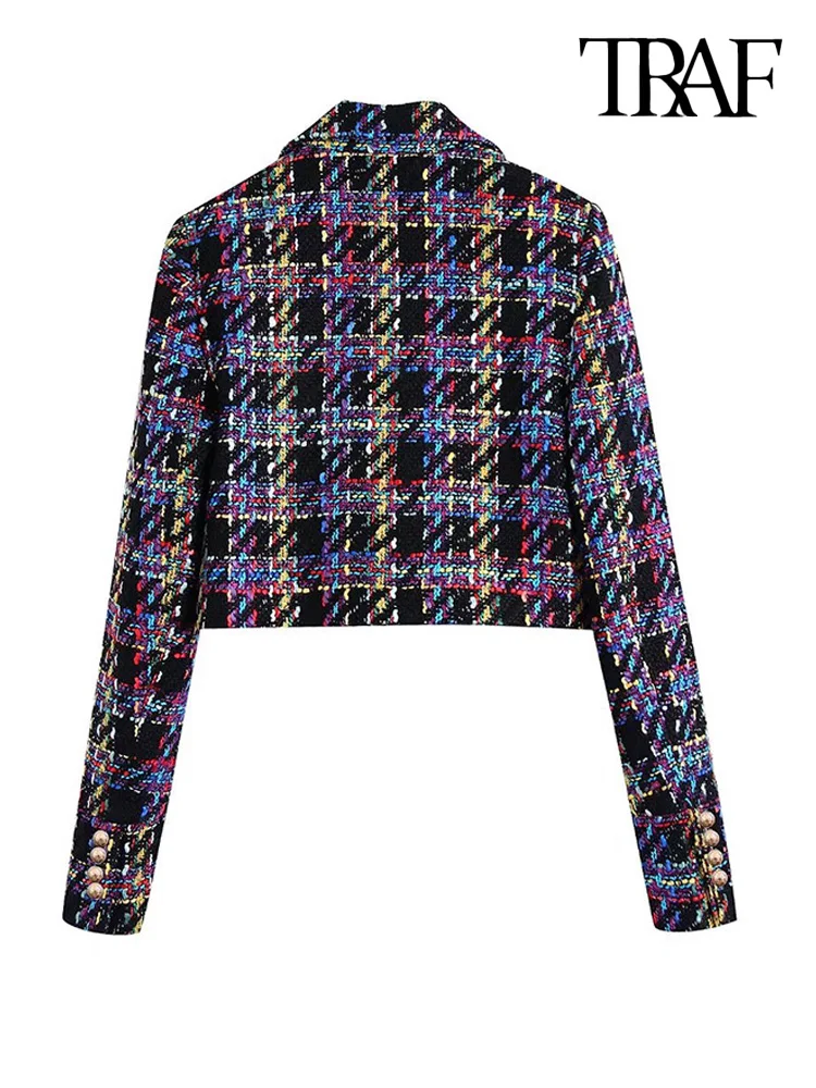 Пиджак женский твидовый с металлическими пуговицами спереди и длинным рукавом |