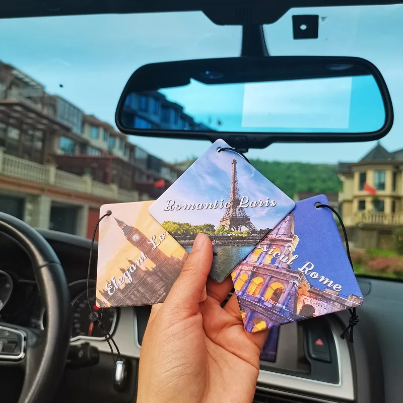 

Colorful Scenery Styling Hanging Car Air Freshener Paper Natural scent Auto Hanging perfume fragrance car Interior accessories
