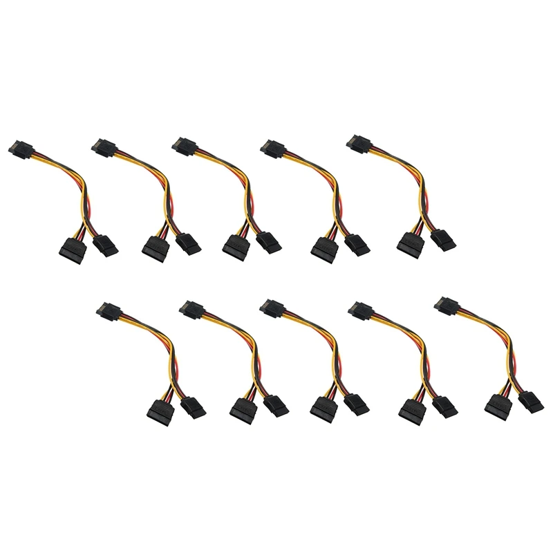 

Горячее предложение-10 шт. 15-контактный разъем SATA (штекер) на 2 SATA Power (гнездо) кабель-сплиттер