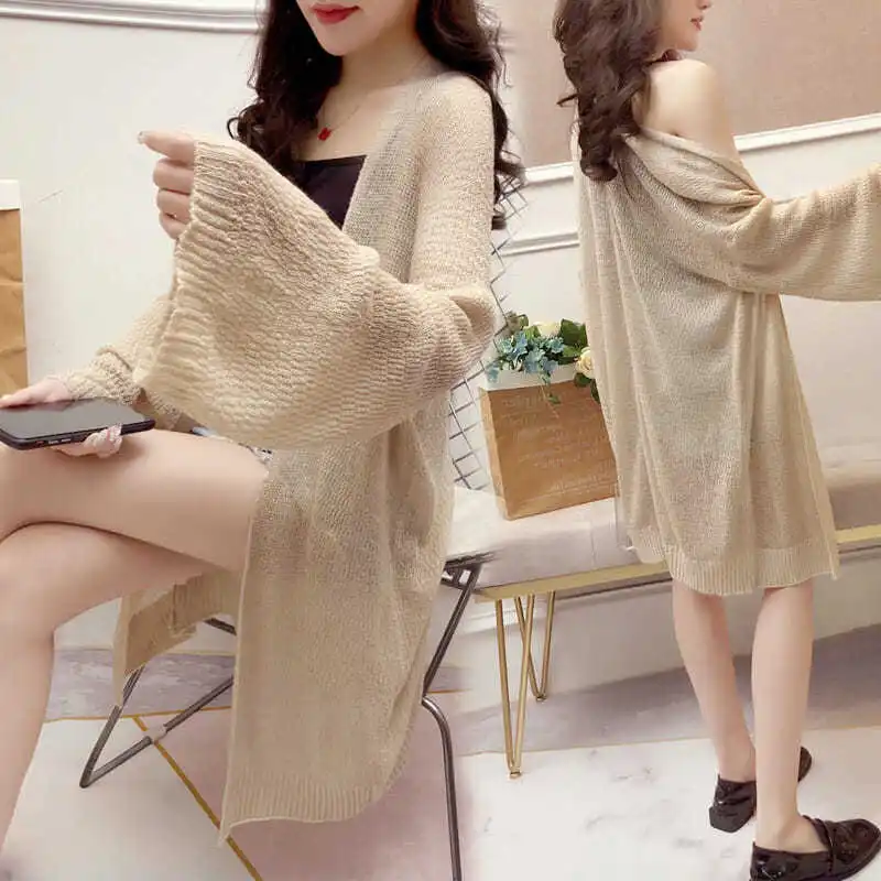 

Korean Fashion Knitted Cardigan Loose Hollow Long Sleeve Women Sweater Female Cardigans Women's Coats Sweaters Outerwear X134