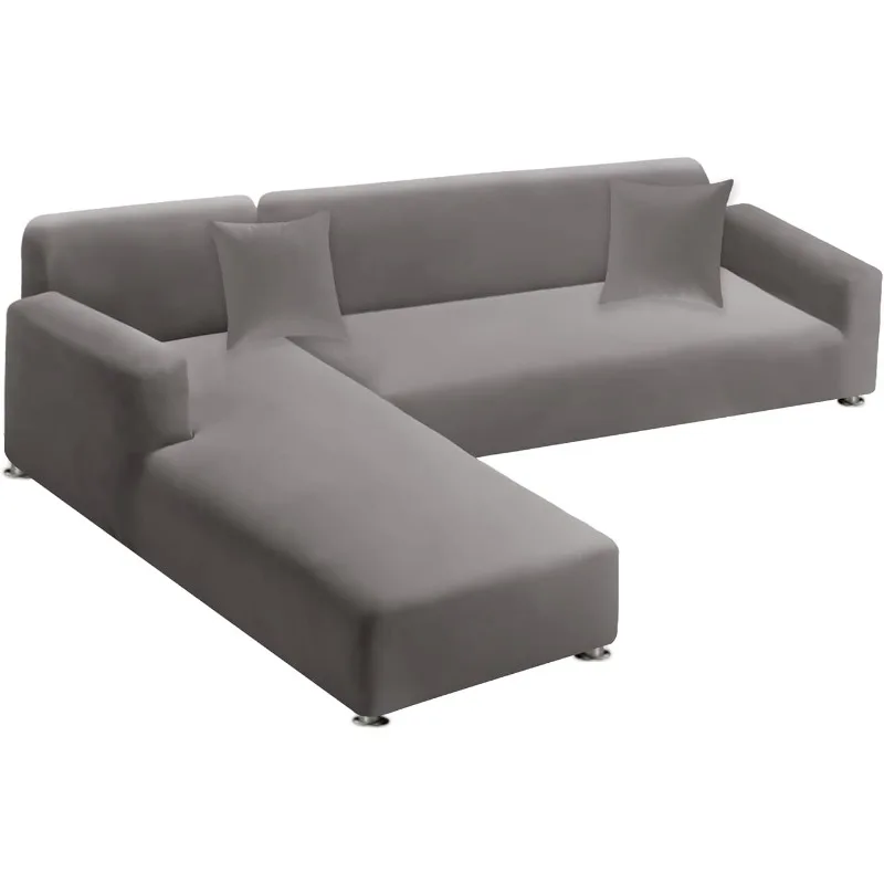 

Sectional Couch Covers 2-Piece Softness L Shaped Sofa Cover Super Stretch L-Type Couch Slipcover with 2Pcs Pillowcases