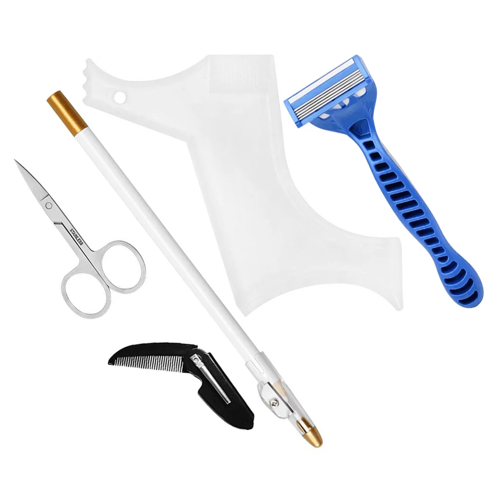

1 Set 5pcs Beard Grooming Kit Beard Care Suit Beard Pen Folding Comb With a Sharpener for Men Assorted Color