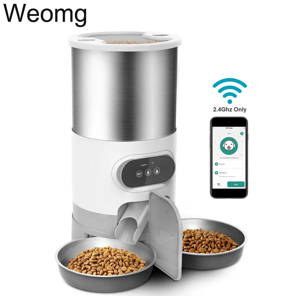 Smart APP Pet Feeder Cat And Dog Food Dispenser Stainless Steel  Bowl Medium-Sized Cats And Dogs With Recording Timing Feeding