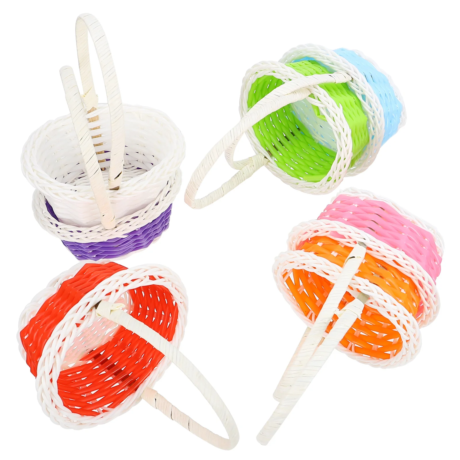 

7 Pcs Easter Egg Basket Infant Boy Toys Easter Flower Basket Gift Tabletop Storage Bin Plastic Woven Shopping Basket Toddler