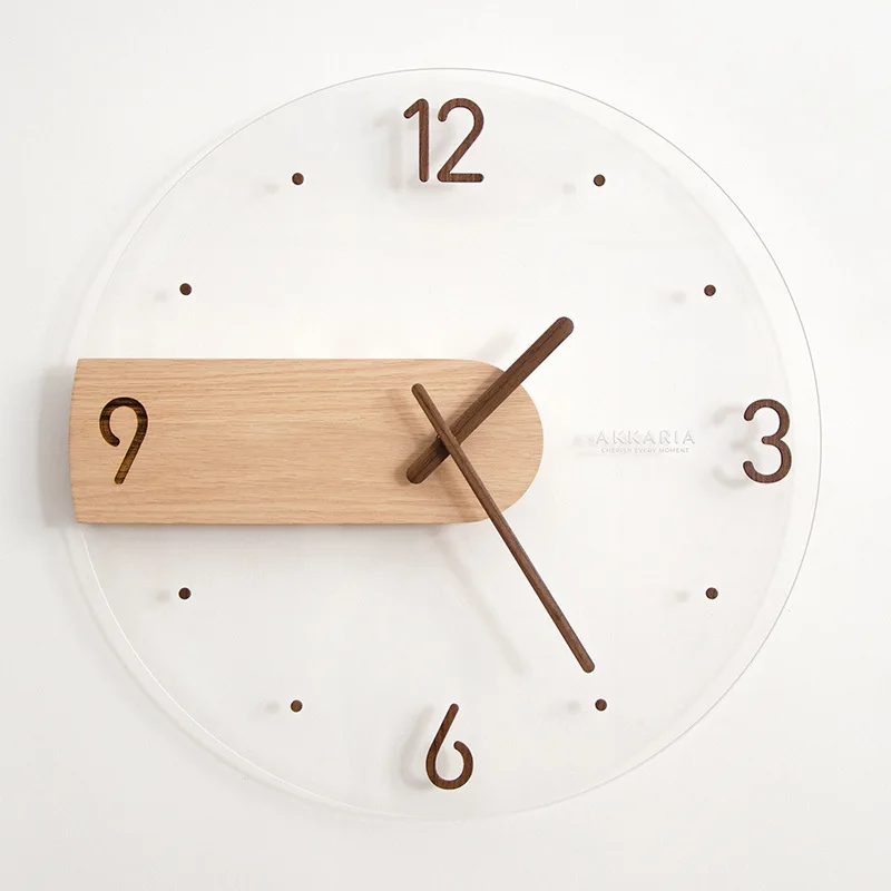 

2022 Modern Design Solid Woodpmmaglass Wall Clock Quartz Clocks Fashion Watches Acrylic Living Room Home Decor Horloge
