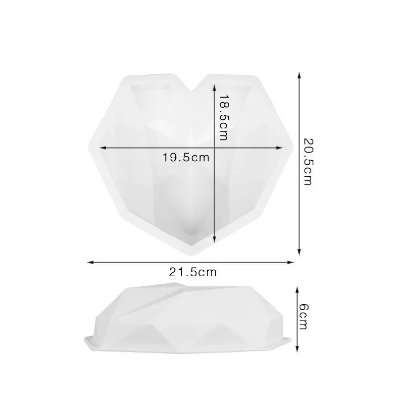 

Diamond Love Heart Food Grade Mold Shaped Silicone With Dessert Decorating Cakes Mould For Birthday Fondant Chocolate Baking