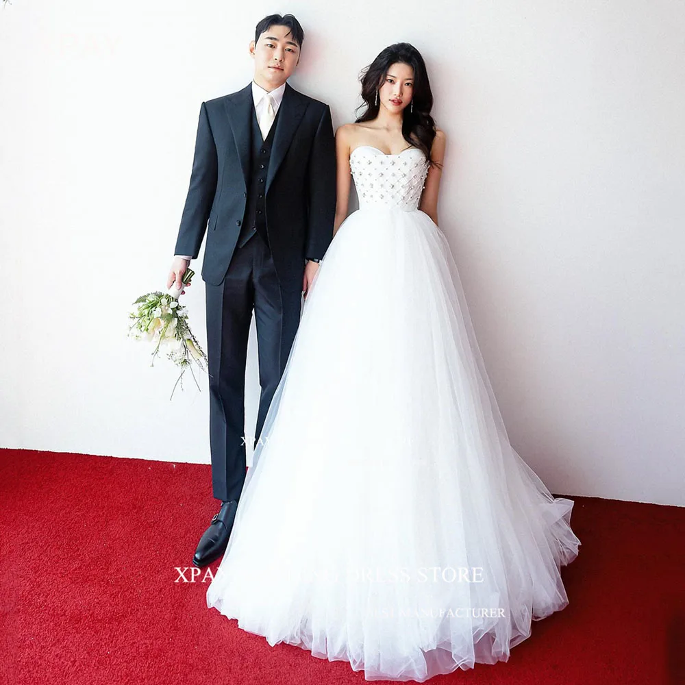 XPAY принцесса возлюбленная трапециевидные корейские свадебные платья без