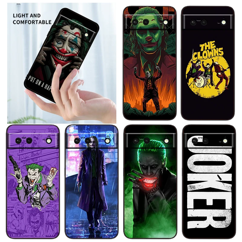 

Anime Luxury Joker LoGo Phone Case For Google Pixel 7 6 Pro 6A 5A 5 4 4A XL 5G Black Shell Soft TPU Cover Fundas Coque