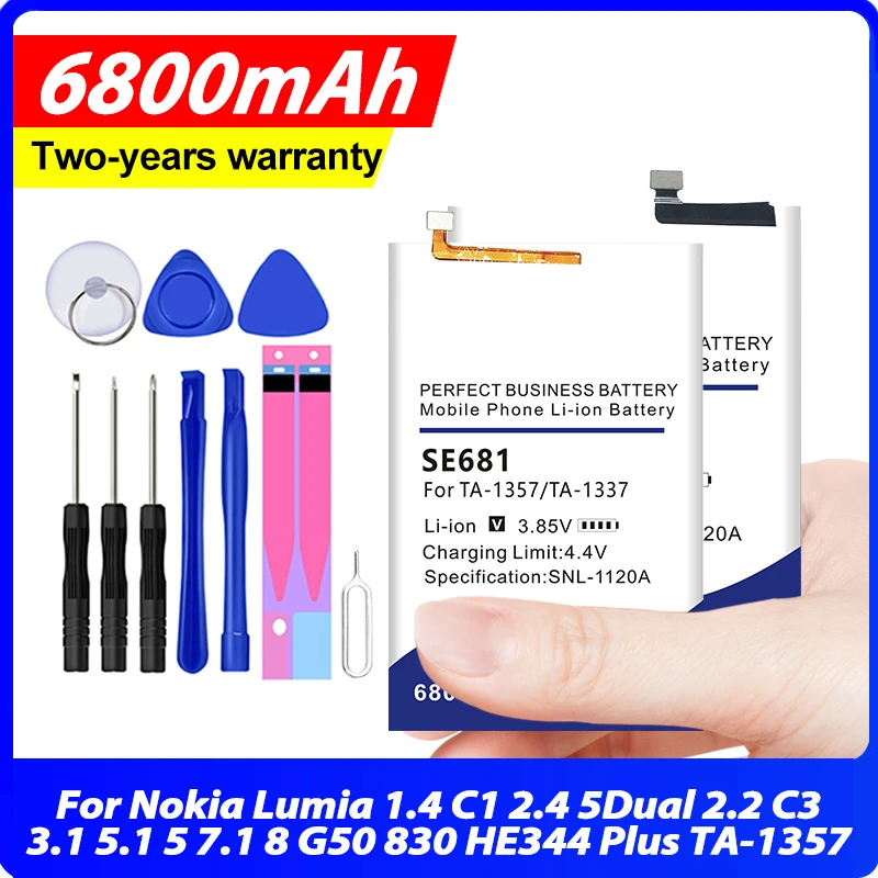 SP330 SE681 P660 HQ510 HE378 HE363 Аккумулятор для Nokia Lumia 1.4 C1 2.4 5.1 5 7.1 8 G50 830 5Dual 2.2 C3 3.1 HE344 Plus TA-1357