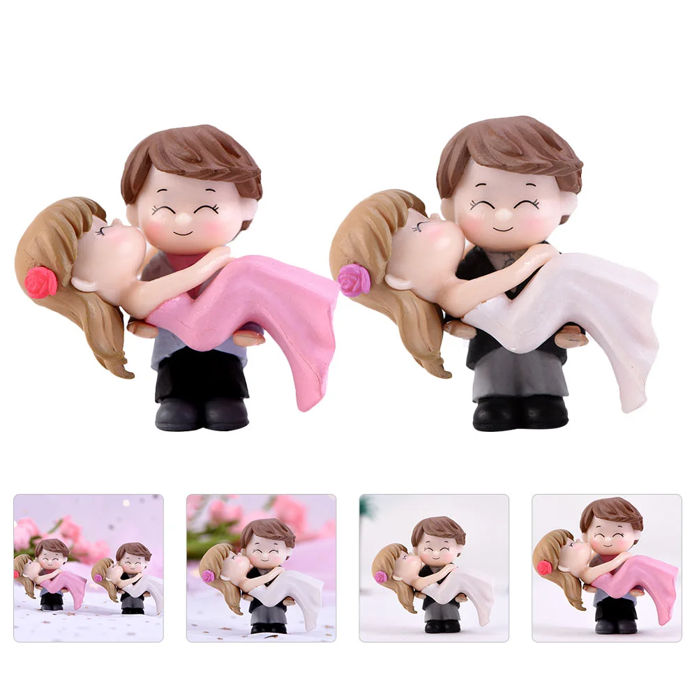 

Wedding Cake Topper, Groom and Bride Couple Figures Resin Decoration for Wedding Engagement Bridal Shower Ornament 2pcs