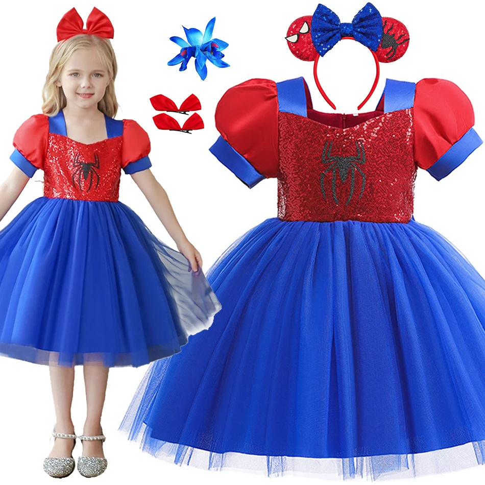 Платье принцессы для косплея Человек-паук подарок на день рождения маленьких