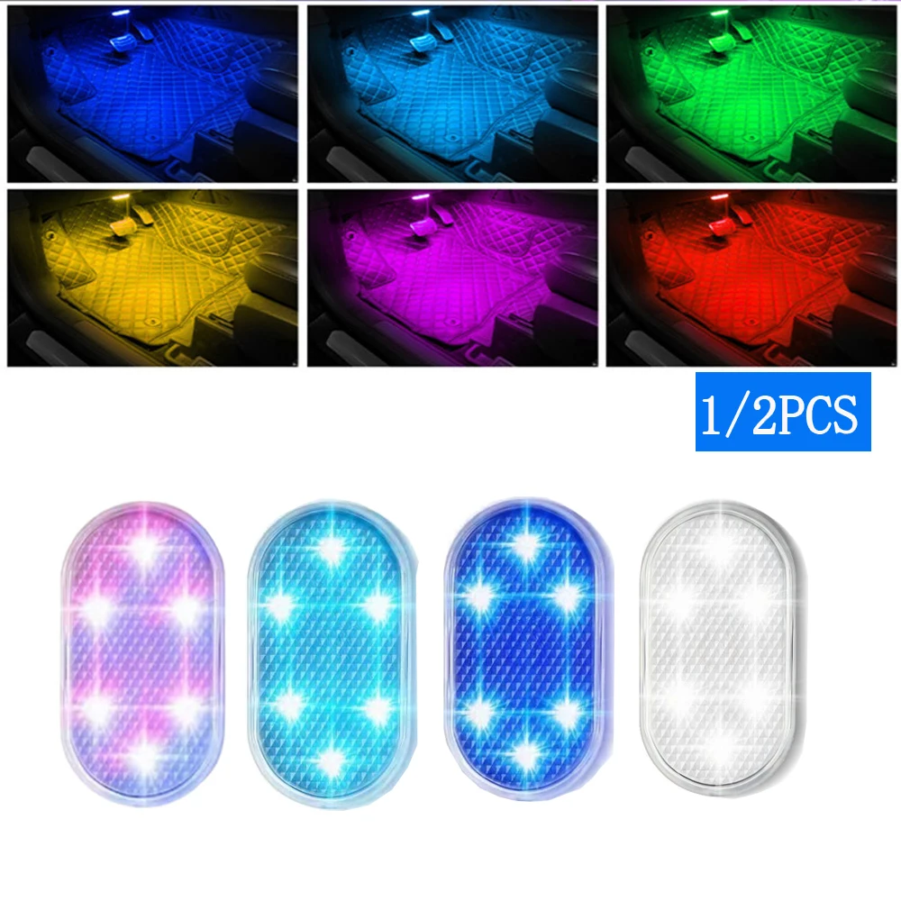 

1-2Pcs Car Interior Lights Indoor Car Lighting Ceiling Lamp Night Touch Light LED Reading Light Auto Roof Magnets Ceiling Lamp