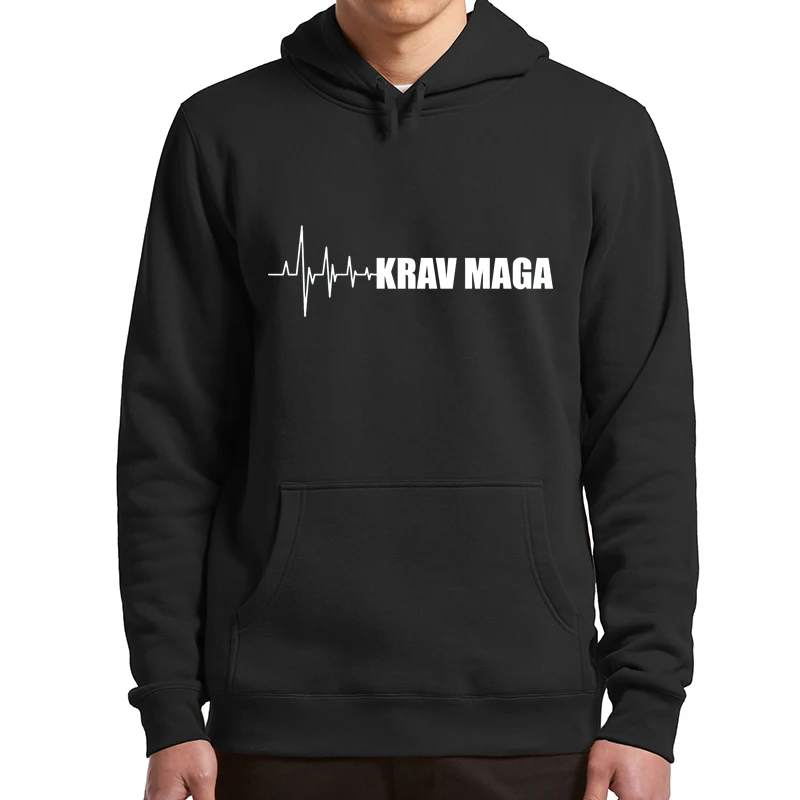 

Krav Maga Heartbeat Fleece Hoodie Geek Style Fighting Martial Arts Sports Pullover Men Women Long Sleeve Sweatshirts