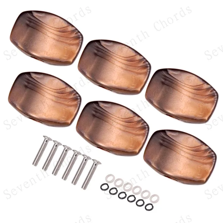 

6 Pcs Coffee Big Square Guitar Tuning Pegs Tuners Machine Heads Replacement Button Knob Handle Cap