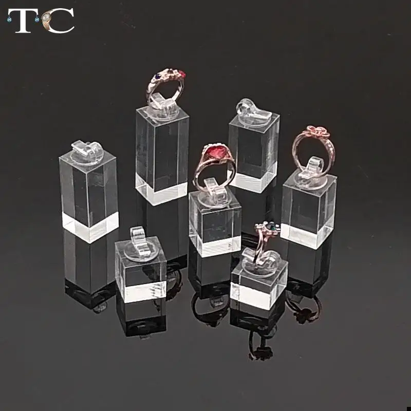 Jewelry Ring Display Stand Acrylic Round Square Ring Display 7-Piece Jewelry Counter Ring Display Seat