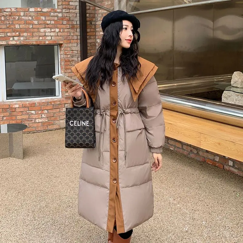New Winter Coats for Women Down Jacket Parkas Jackets Doll Collar Korean Fashion Snow Clothes Mid-length White Duck Down Coat