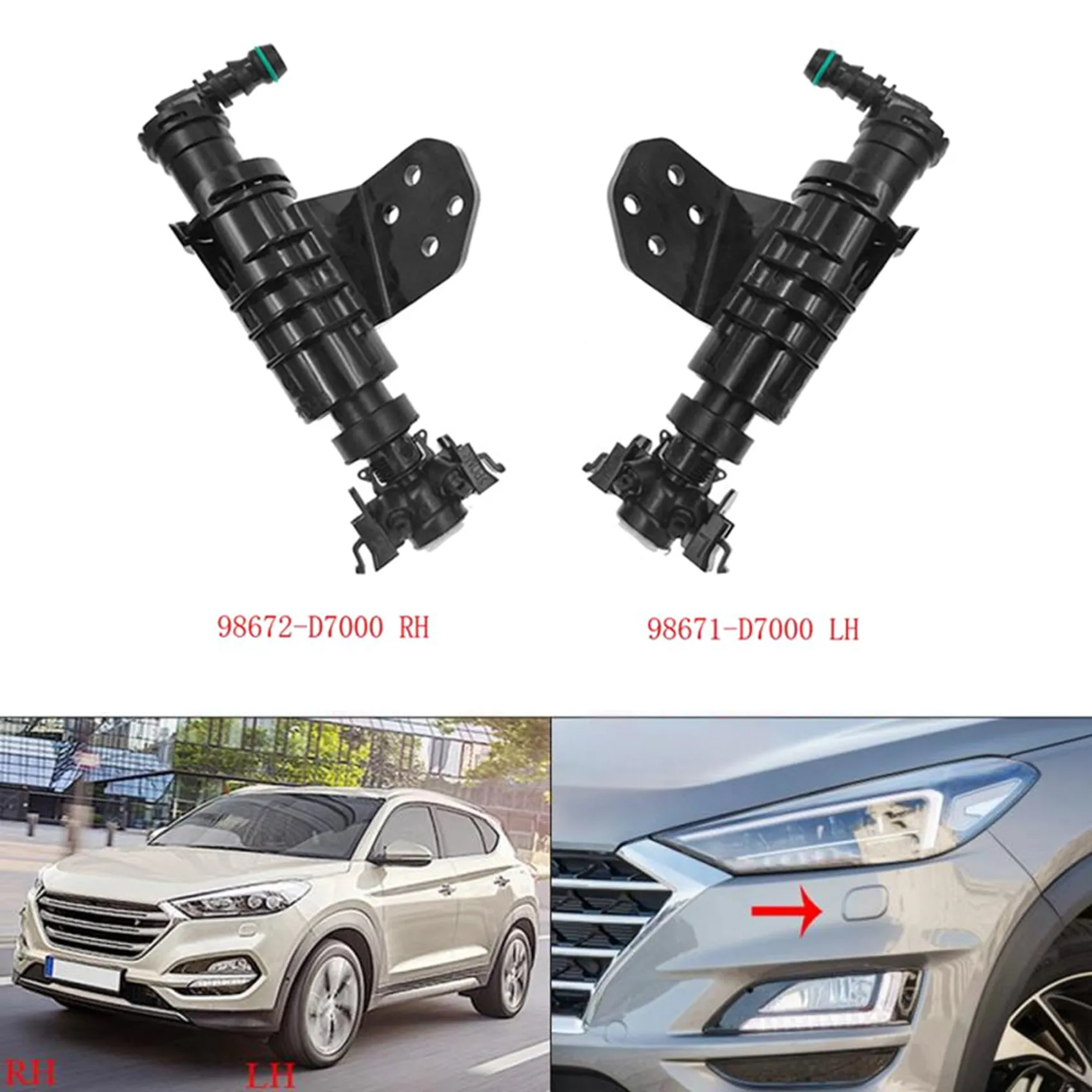 

Front Right Car Head Light Lamp Headlight Cleaning Washer Spray Nozzle Jet for Hyundai Tucson 98672-D7000