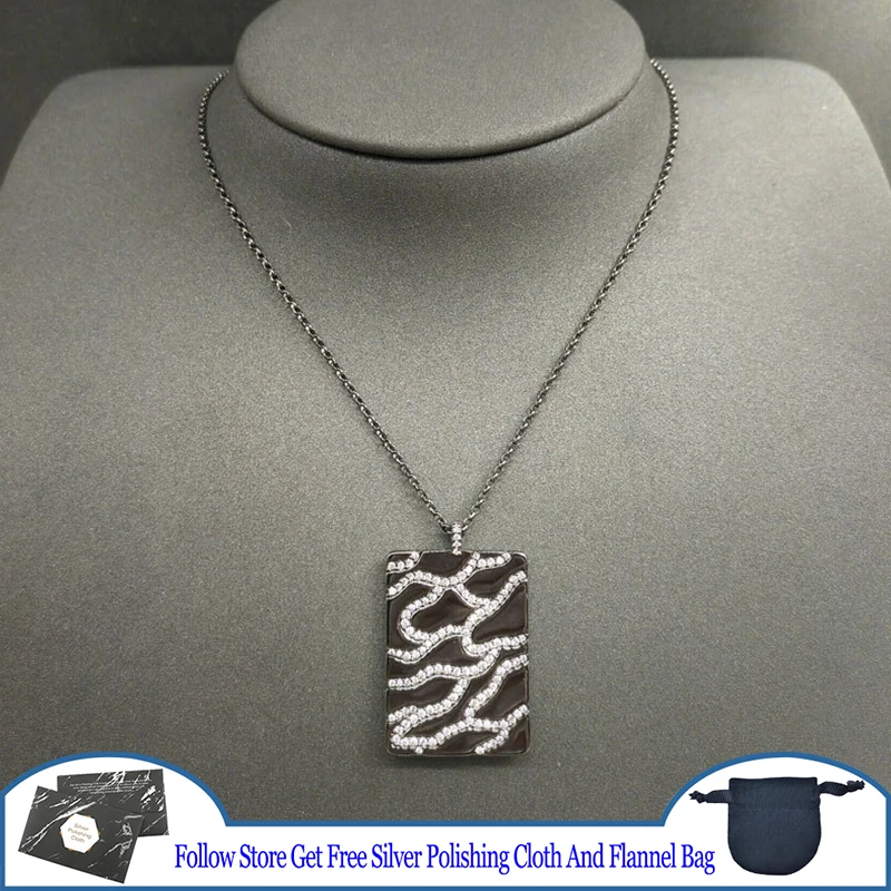 

S925 Sterling Silver Necklace Constellation Line Square Pendant Chain Popular Women's Simple High Grade Design Vintage Jewelry
