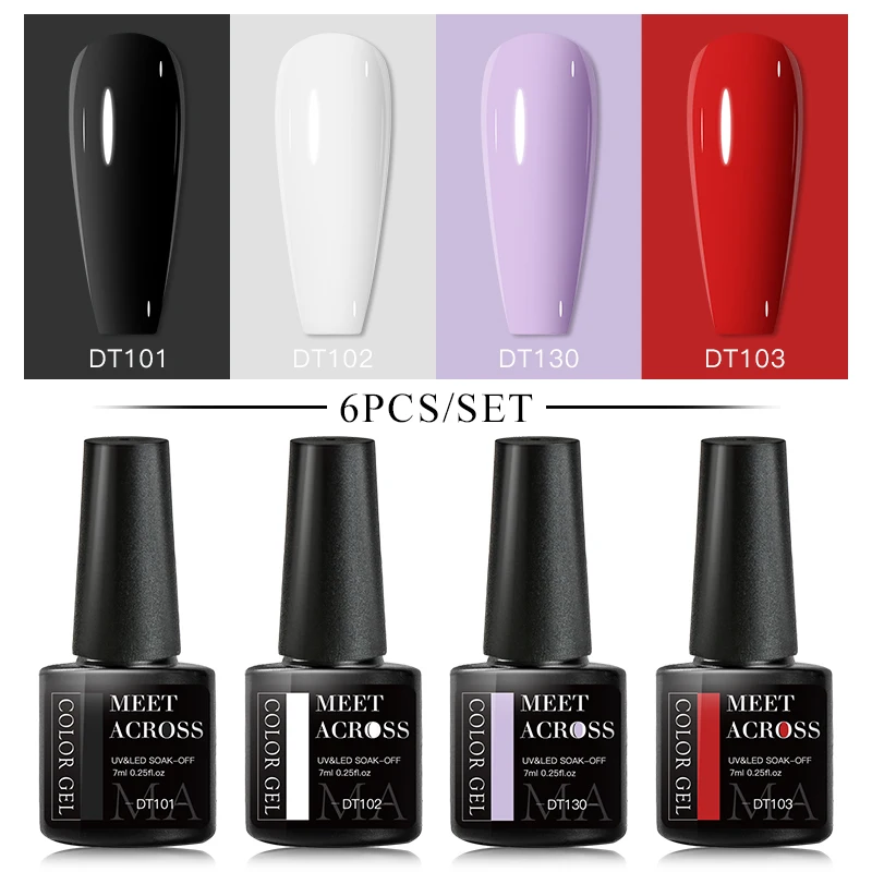 

2/4/6 Pcs Classic Color Gel Nail Polish Set Semi Permanent Hybrid Gel Varnishes Base Top Coat Soak Off UV LED Nail Art Gel Kits