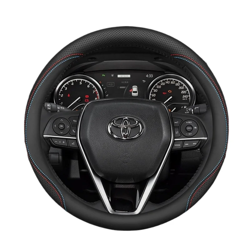 Кожаный чехол на руль автомобиля для Toyota Grand Highlander Yaris Cross Crown Camry Rav4 Corolla CHR 2023 2024 2025 аксессуары (art.: 3920d1b08a42a) - 3920d1b08a42a
