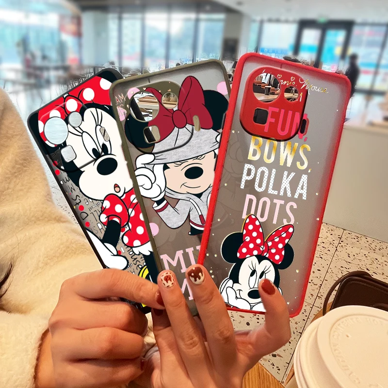 

Disney Minnie Cool Art For Xiaomi Mi 11 11T 10 10S 10T Ultra Lite Pro 9 8 Poco X3 F3 GT NFC Frosted Translucent Phone Case