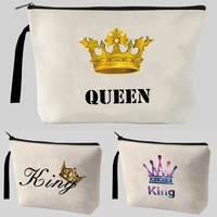 2022 king print pattern women cosmetic bag toiletry storage organize travel makeup bags female portable strap wash pouch storage