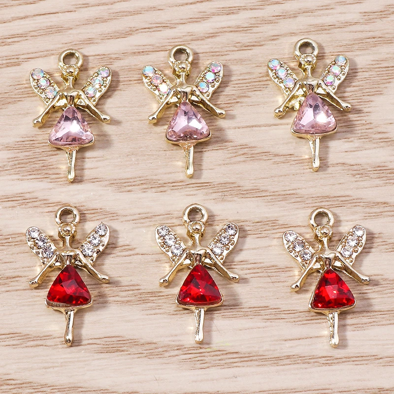 

10pcs 13x20mm Elegant Crystal Angel Charms for Making Girls Cute Drop Earrings Pendants Necklaces DIY Bracelets Jewelry Findings