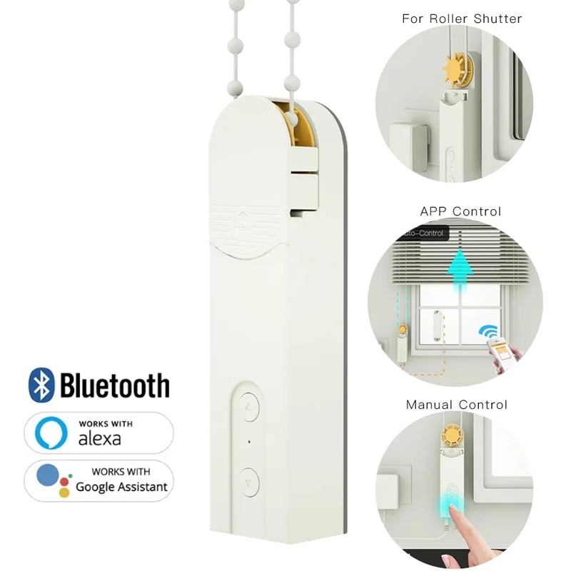 Intelligence Motorized Chain Roller Blinds Shade Shutter Drive Motor Powered By Solar Panel Charger for Bluetooth APP Control