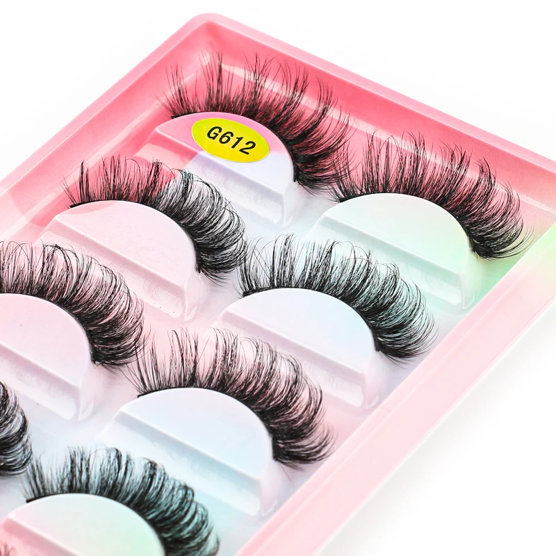 

SHIDISHANGPIN 5 Pairs Russian Strip Lashes Faux 3D Mink False Eyelashes Handmade Fluffy Volume Natural Eye Lash Cilios Makeup
