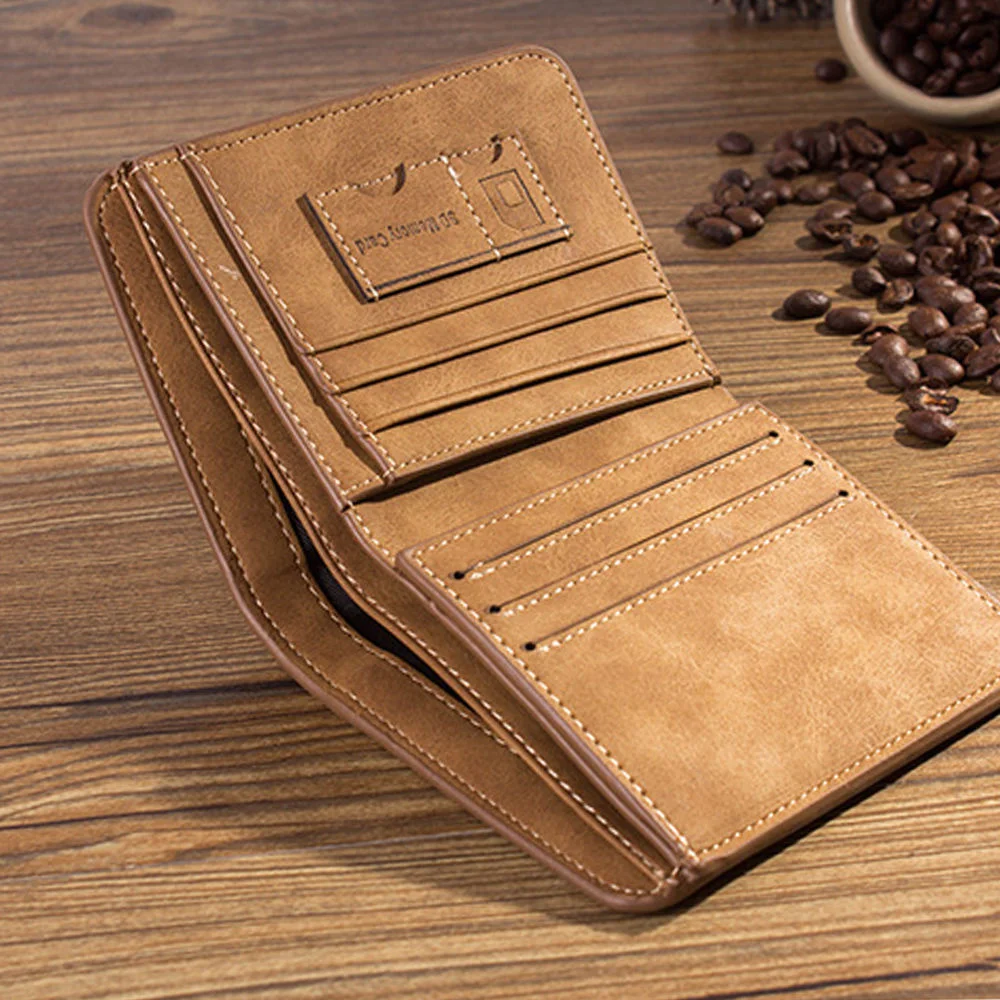 

Men's Wallet Foldable Small Money Purses Leather Wallet Luxury Billfold Hipster Cowhide Credit Card/ID Holders