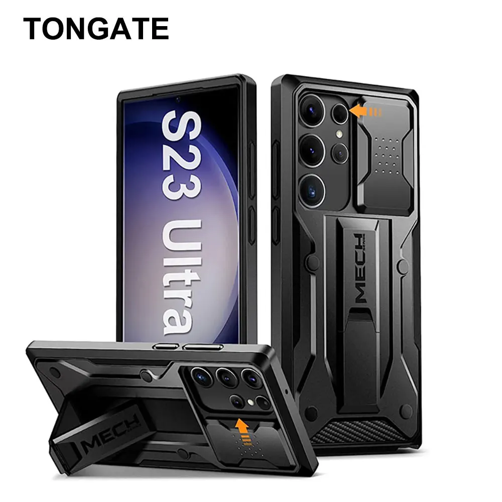 

Tongate For Samsung Galaxy S23 Ultra 5G 6.8inch Phone Case with sliding Camera Cover and Bracket Durable Shock Proof Phone case