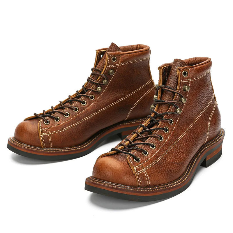 Винтажные мужские мотоциклетные ботинки из натуральной кожи Goodyear, высокие броги, ковбойские ботинки до середины икры, челси (art.: 3920d7d752c2d) - 3920d7d752c2d