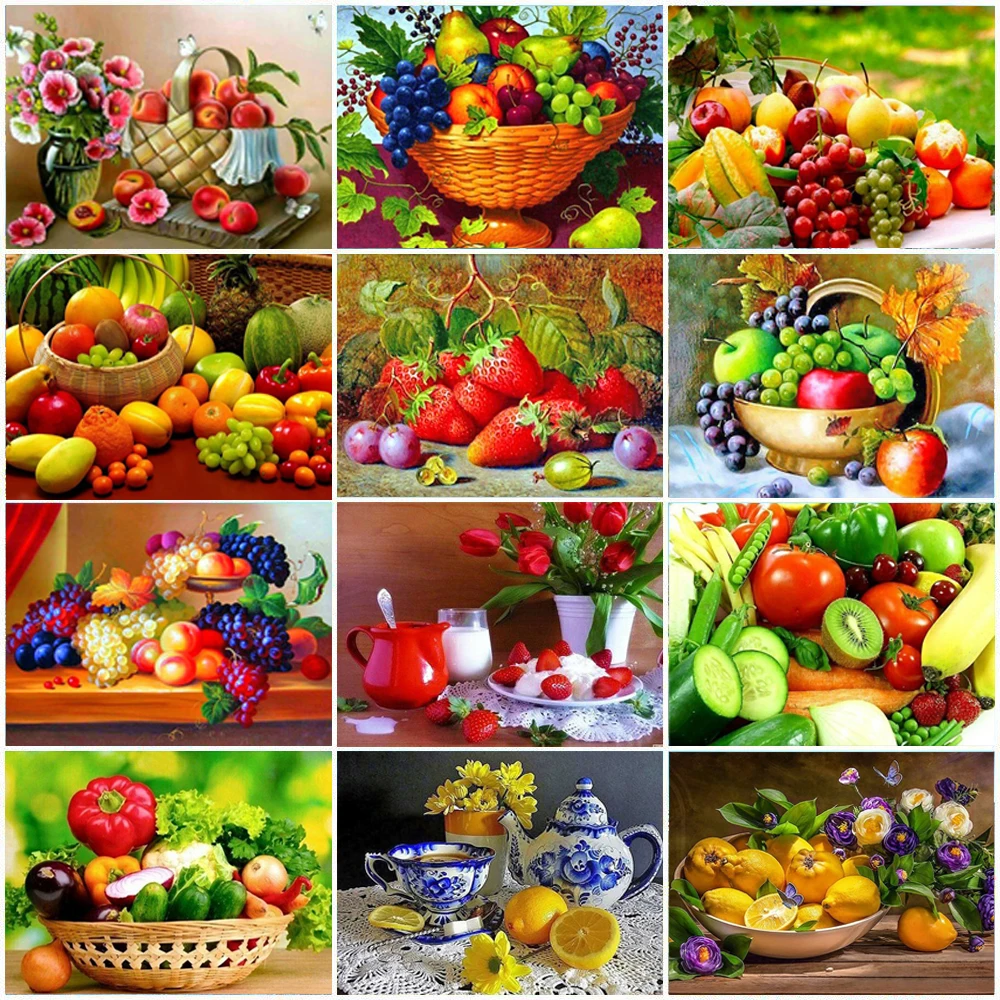 

5D Diamond Painting Fruit Cross Stitch Mosaic Diamond Embroidery Full Round Picture Of Rhinestone Kitchen Home Decor Gift