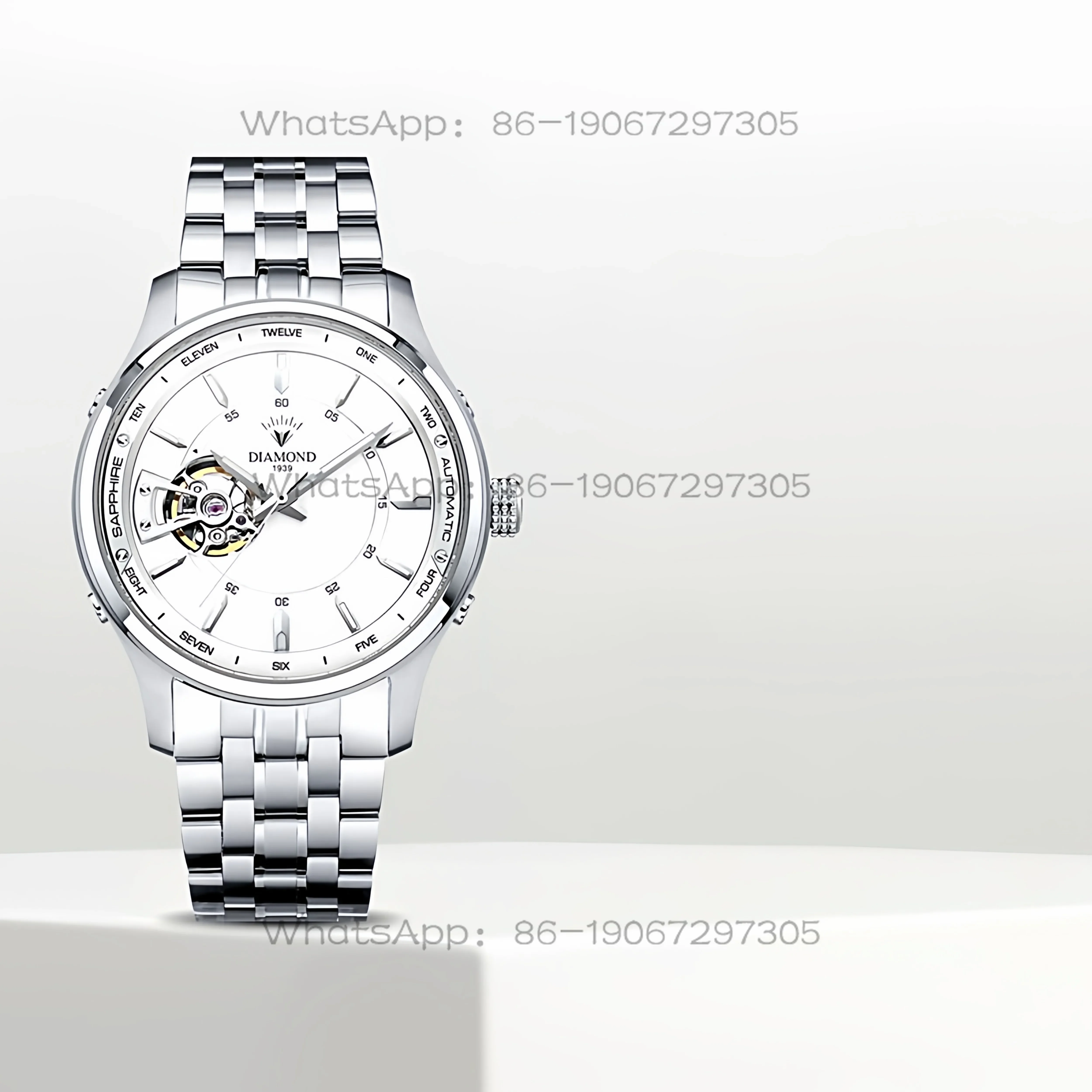 Фото Мужские часы Time Island Watch Store Shanghai Diamond, полностью автоматические, водонепроницаемые, модные, с полым циферблатом, оригинальные мужские часы №4