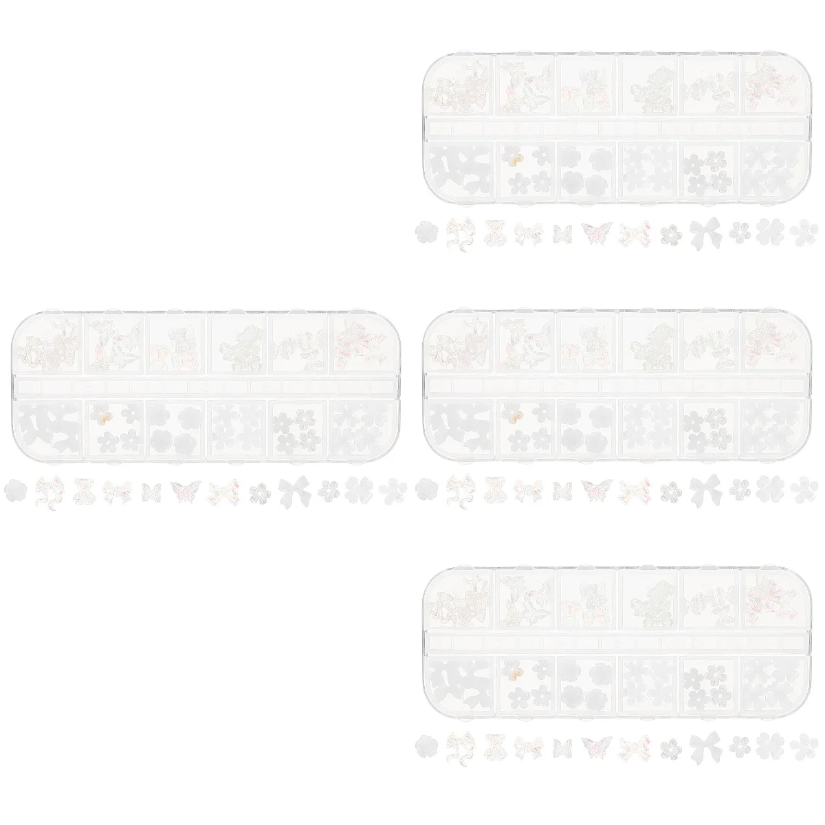 

4 коробки маникюрных украшений, украшения для ногтей из смолы, банты, цветы, подвески для ногтей, подвески для творчества