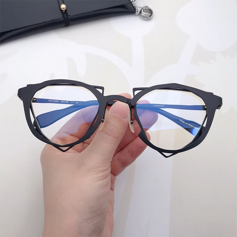 

MM-0045 Japanese Designer Brand Glasses Frames Round Personalized Eyeglasses Classical Men Eye Prescription Sunglasses Accessory