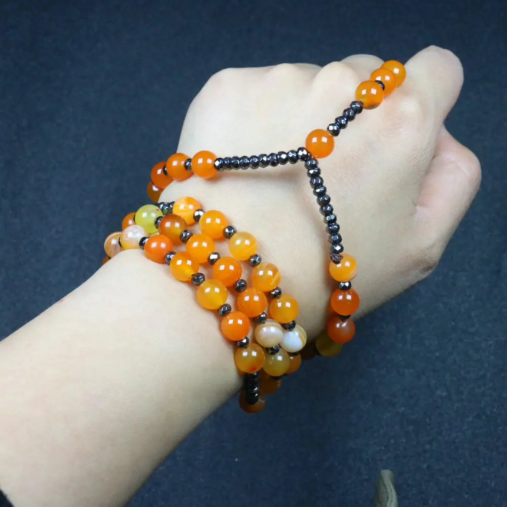 Ожерелье для мужчин и женщин, ювелирное изделие из бисера, Розария, 8 мм, полоса, агат, крест, исцеление энергии, Будда