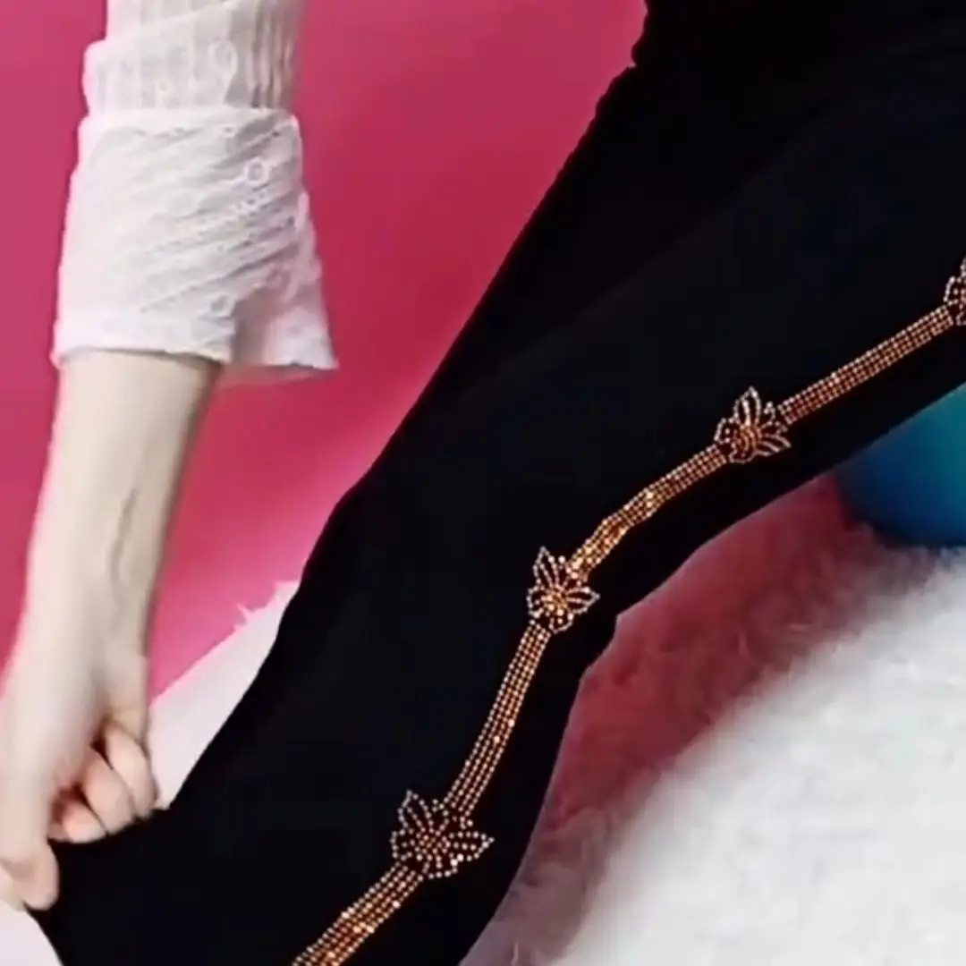 Женские леггинсы с блестками черные и Серебристые брюки-карандаш высокой талией