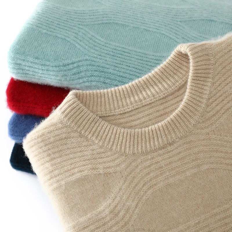 Осенне-зимний новый 100% свитер мужской стеганый пуловер жаккардовый с круглым