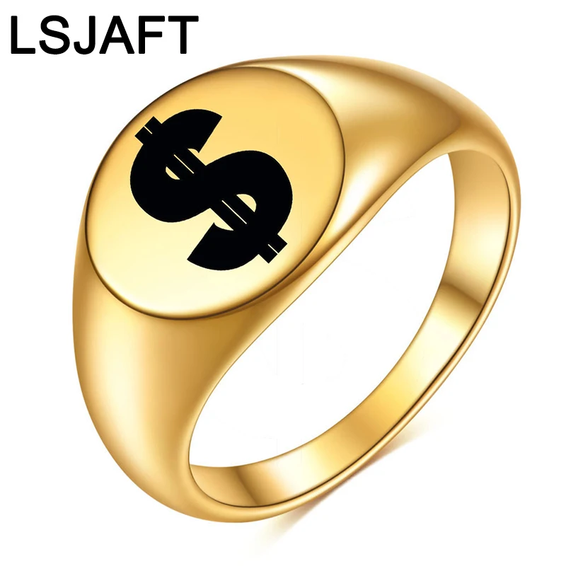 

Hip Hop Gold Plated Stainless Steel Engraved Round Shaped Rings Women Men Punk Circle Rings Jewelry Gift Party Wedding