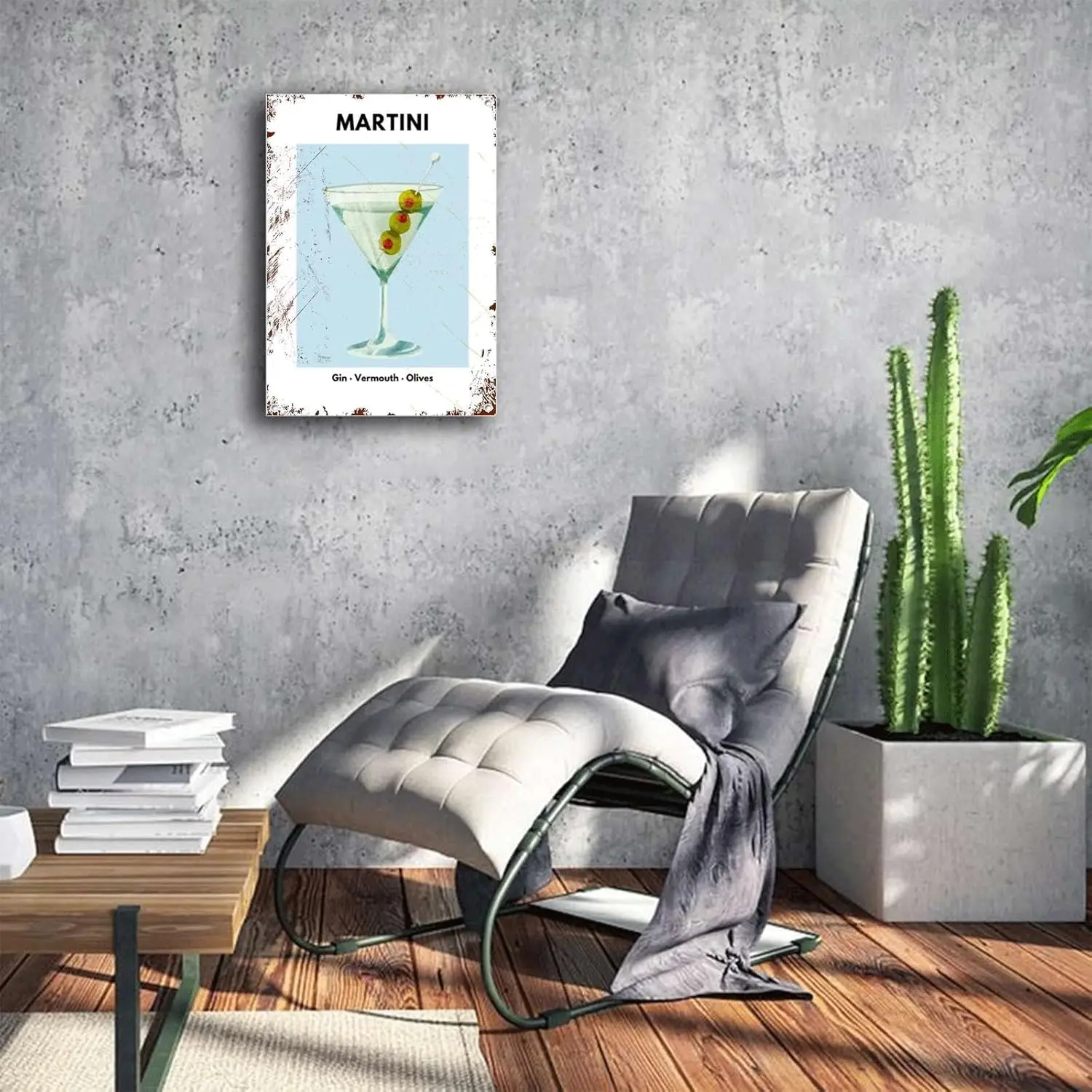 Tn Sgn Mrtn Cocktl Prnt Metl Vntge Декор Br Wll rt 8x12nch