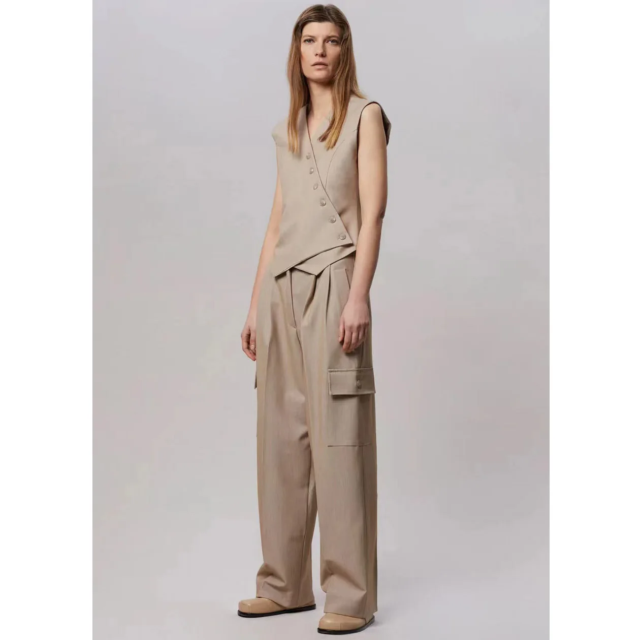Fr@nkieShop Trousers Women Loose Casual Street Popular Multi-pocket Overalls Harajuku Style Trousers Straight Mopping Pants