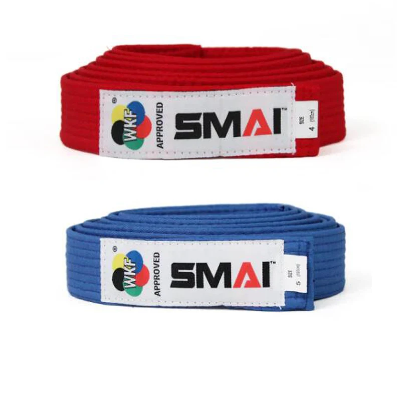 Фото Акционные WKF сертифицированные SMAI карате матч пояса карате соревнования с красным и синим ремнем матч №1