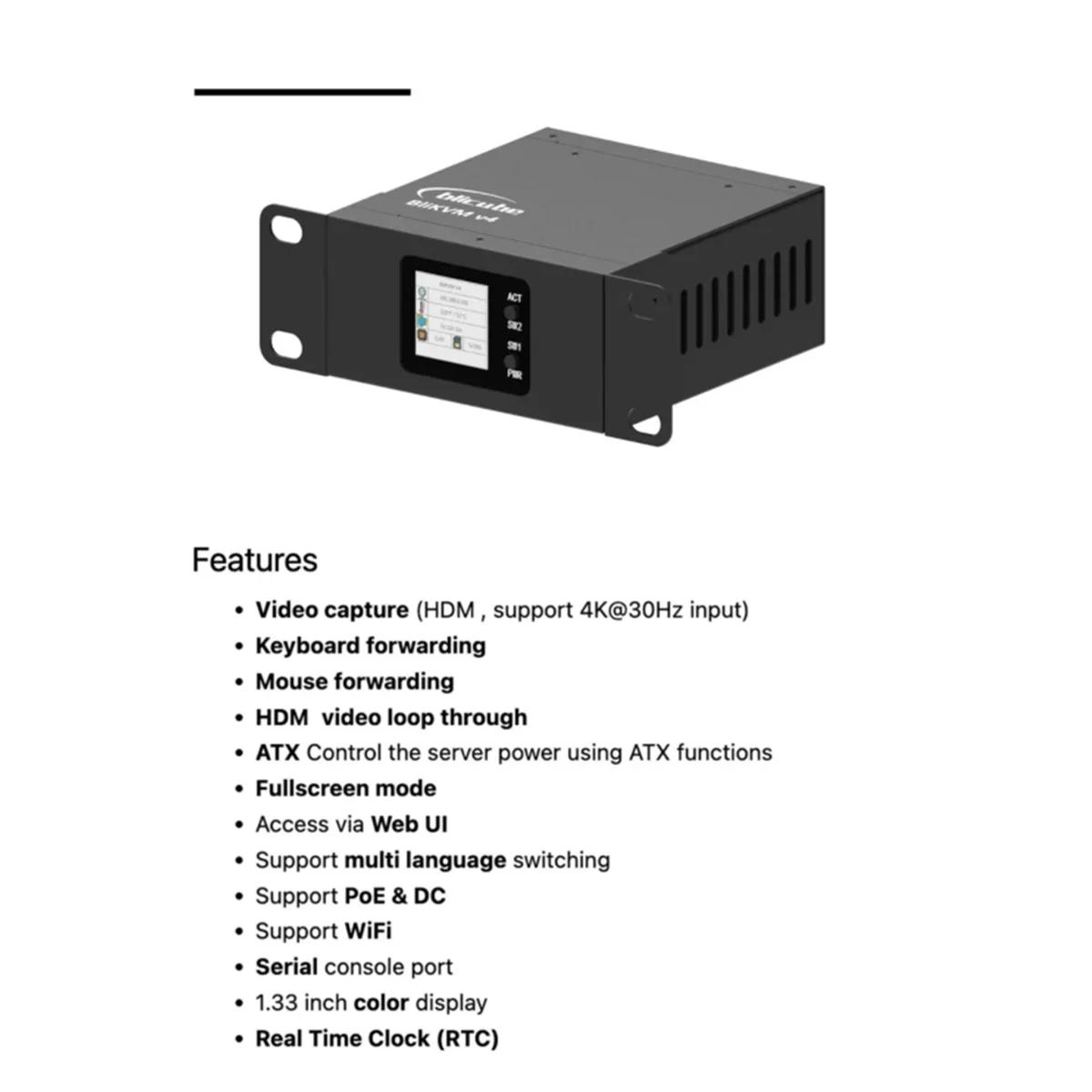 BliKVM V4 Allwinner H313 Soc KVM over IP PoE HDMI-совместимая петля видео через PiKVM RTC видеозахват Plug and